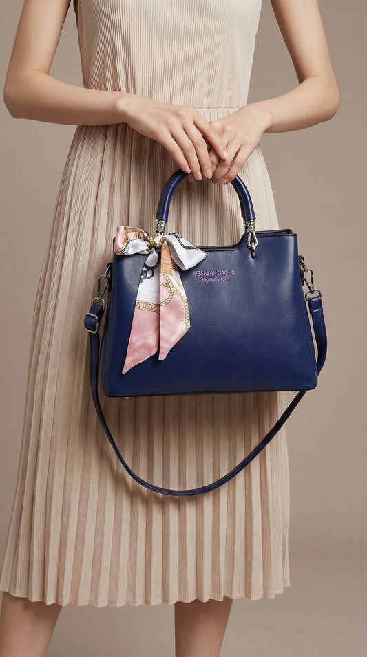 Women's Leather Shoulder Bag With Long Belt