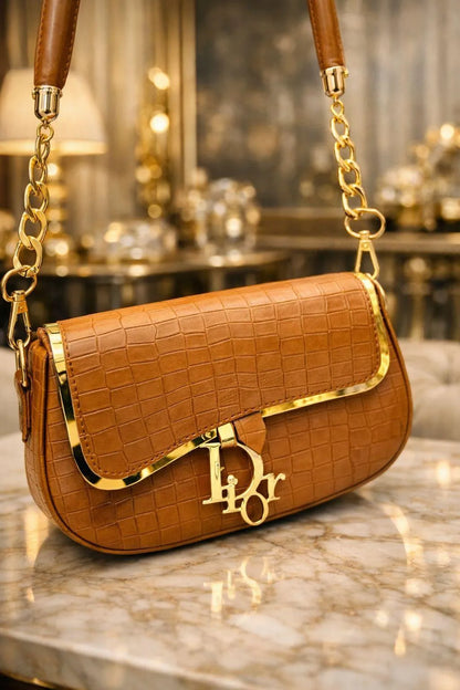 Crocodile Rexine Plain Shoulder Bag