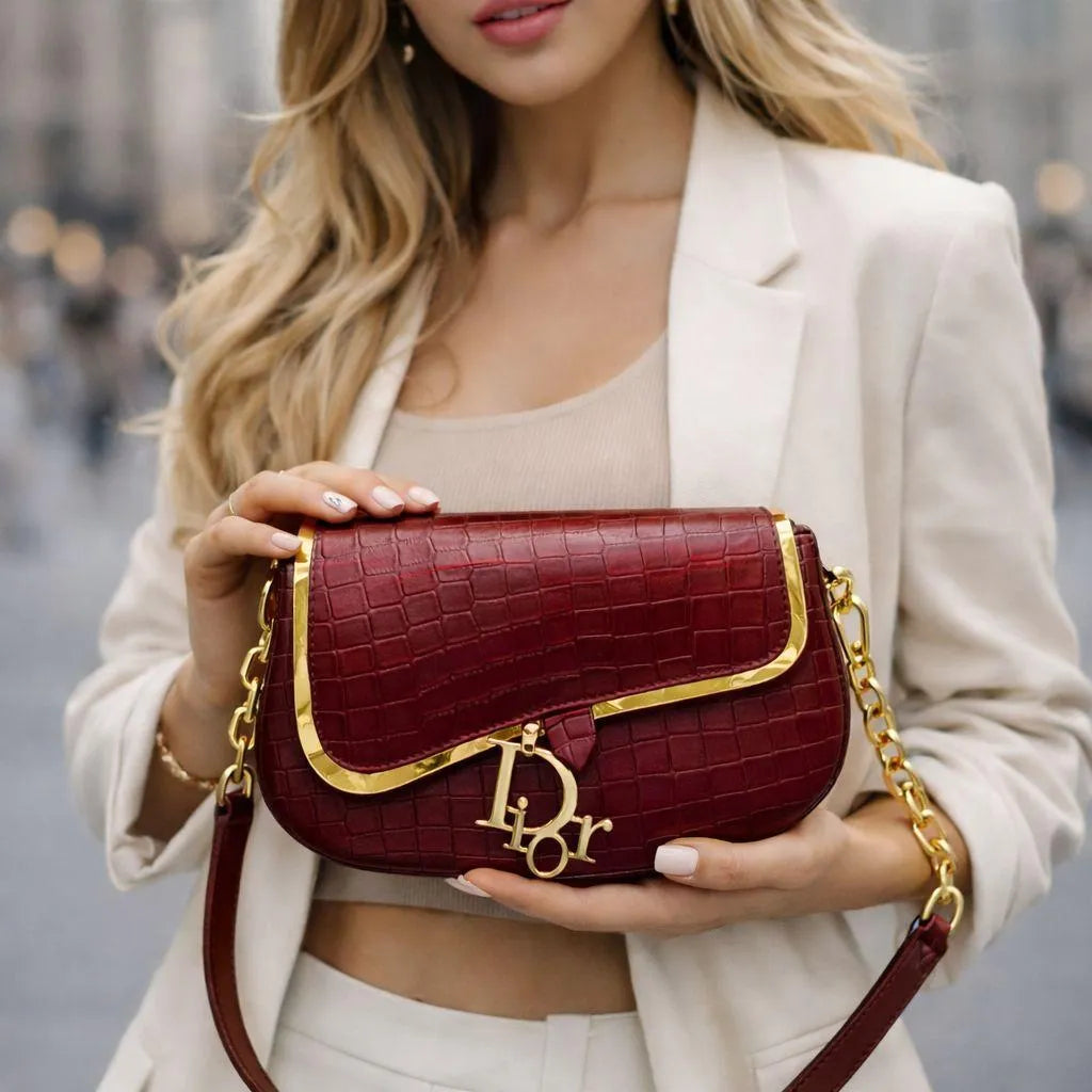 Crocodile Rexine Plain Shoulder Bag