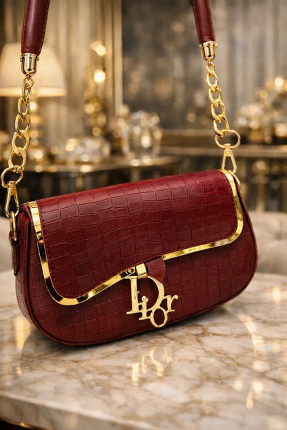 Crocodile Rexine Plain Shoulder Bag