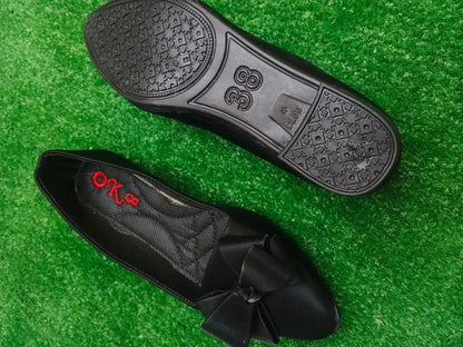 The Heritage Muse Leather Bow Ballet Pumps