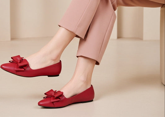 The Heritage Muse Leather Bow Ballet Pumps