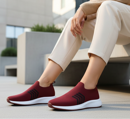 Women’s Slip-On Walking Shoes with Breathable Knit Upper