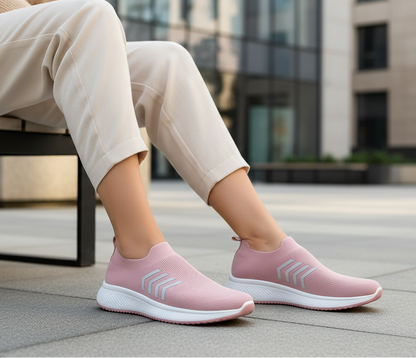 Women’s Slip-On Walking Shoes with Breathable Knit Upper
