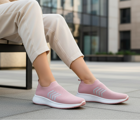 Women’s Slip-On Walking Shoes with Breathable Knit Upper