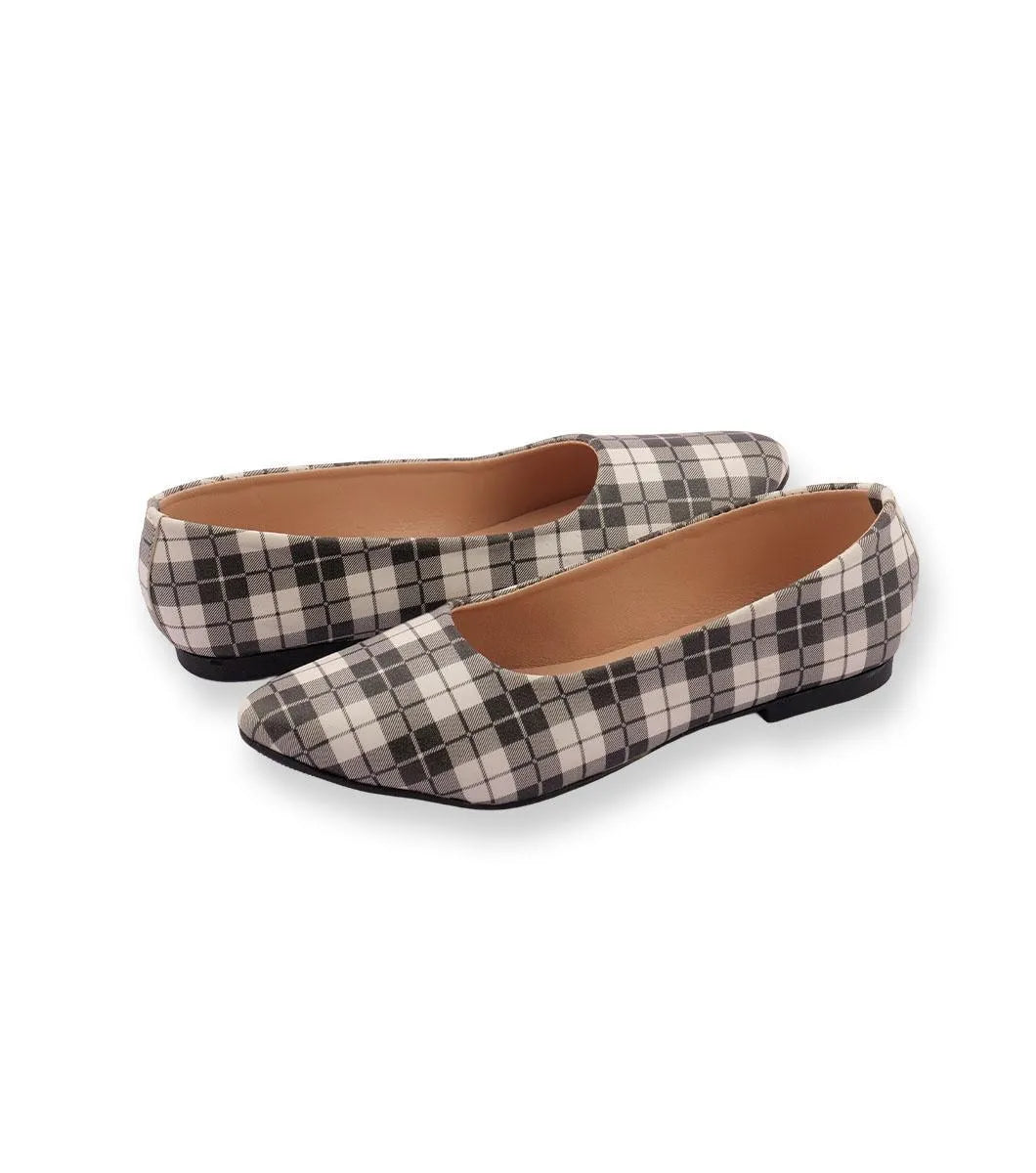 Structured Elegance Plaid Fabric Pumps