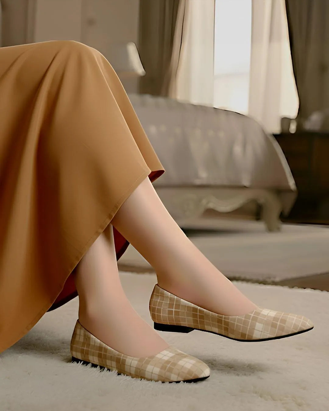 Structured Elegance Plaid Fabric Pumps