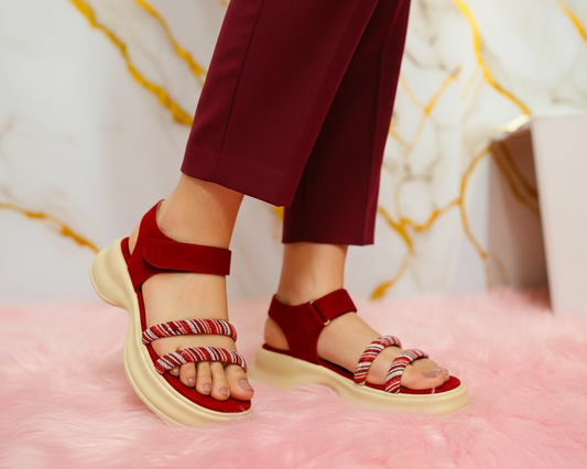 Women’s Embellished Wedge Sandals with Ankle Strap