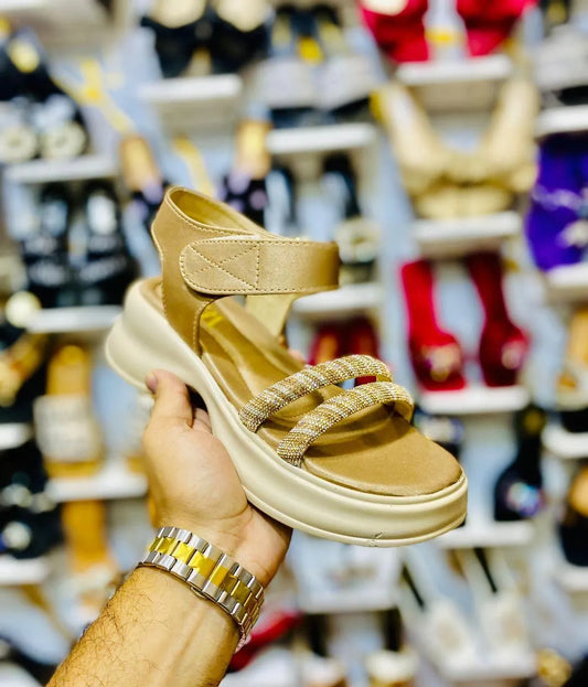 Women’s Embellished Wedge Sandals with Ankle Strap