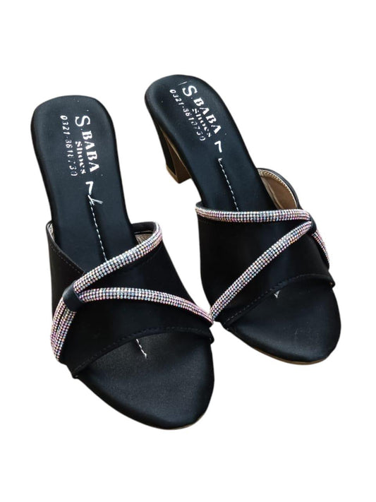 Women’s Elegant Rhinestone Detail Mule Heels
